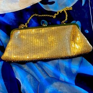 Aldo Gold sequin kiss lock bag
